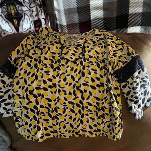 crown & ivy Yellow and Blue Kids Blouse